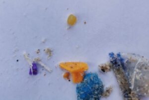 Kawałki mezoplastiku z plaży